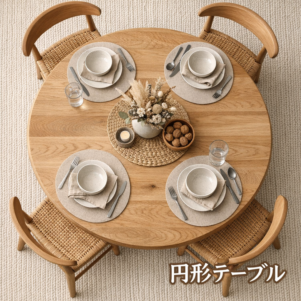 円形テーブル上面図